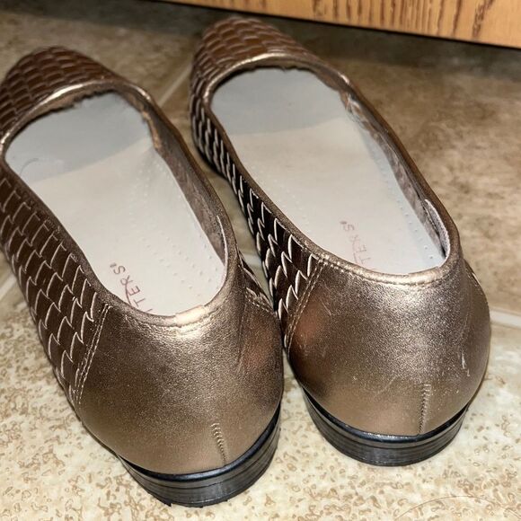 Trotters Women’s Gold Metallic Woven Leather Comfort Loafers Sz-9N - Picture 6 of 9